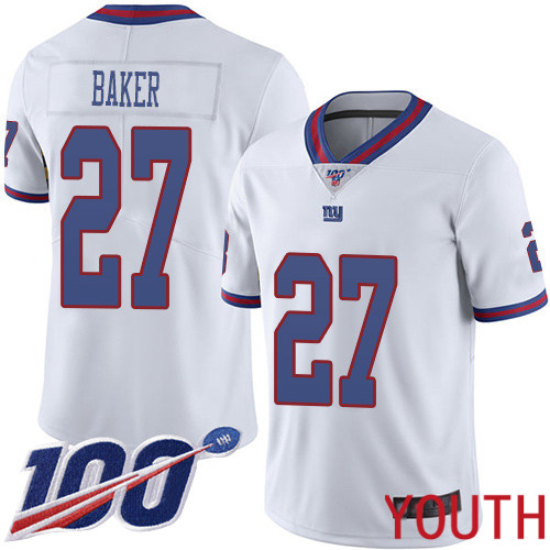 Youth New York Giants 27 Deandre Baker Limited White Rush Vapor Untouchable 100th Season Football NFL Jersey